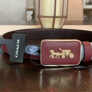COACH burgundy and gold leather belt-Large 44”